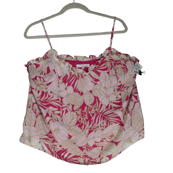 New June Hudson Pink Cami Womens Size XL Off Shoulder Spaghetti Ruffle Lined NEW - Picture 1 of 6